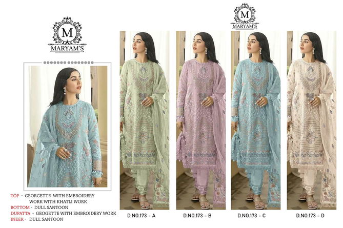 Maryams 173 Georgette Embroidered Pakistani Suits Wholesale Market In Surat